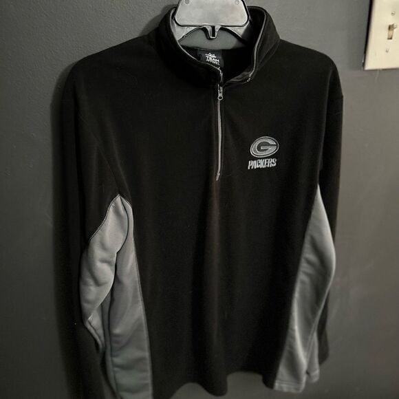 Green Bay Packers NFL Polar Fleece Embroidered Pullover 3/4 Zip Sweatshirt M - Picture 1 of 8